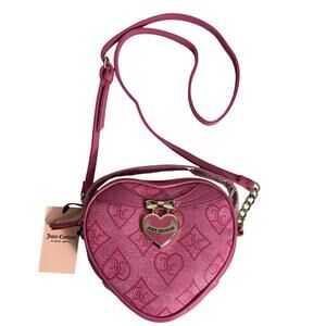 Juicy Couture Heart mini Tote Crossbody Bag Top Handle Pink 7" W x 6" H x 2" D